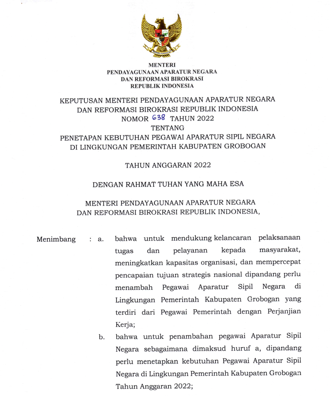 Formasi Resmi PPPK 2022 Kabupaten Grobogan
